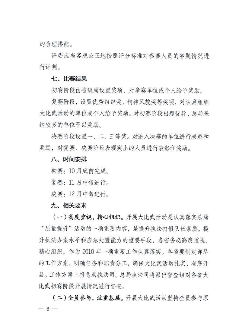 國(guó)家質(zhì)量監(jiān)督檢驗(yàn)檢疫總局《關(guān)于印發(fā)<全國(guó)質(zhì)檢系統(tǒng)開(kāi)展執(zhí)法打假大比武活動(dòng)實(shí)施方案>的通知》